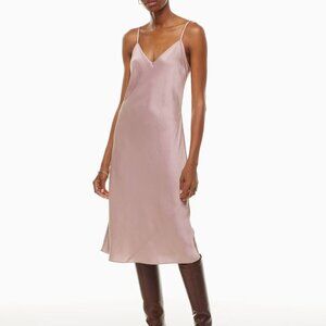 Wilfred Aritzia Only Slip Japanese Satin Midi Dress Adjustable Straps Pink